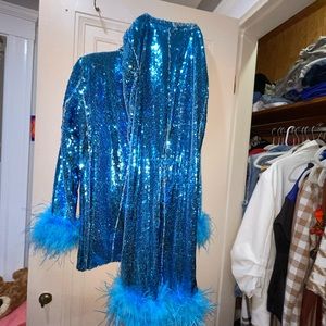 Fashionnova blue sequin pant suit